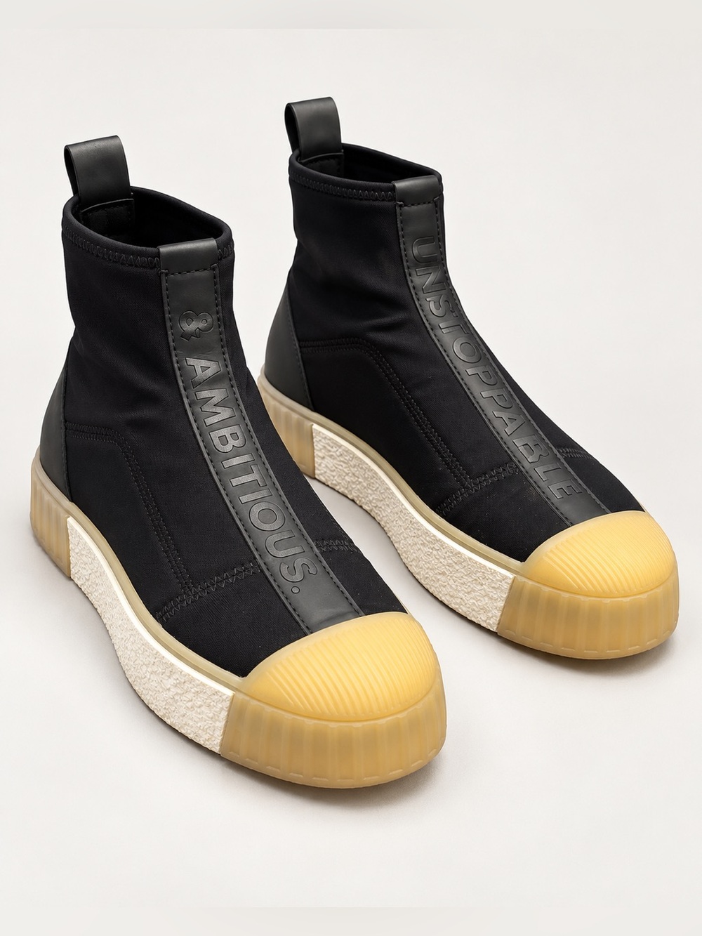 ZARA Black Unstoppable & Ambitious High-Top Sock Sneakers size 6